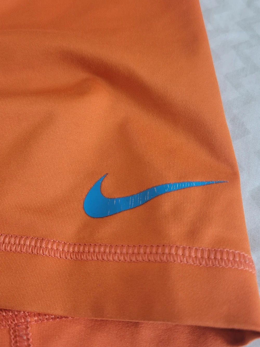 Nike Pro Orange Athletic Compression Shorts with Pink Waistband Size Large
